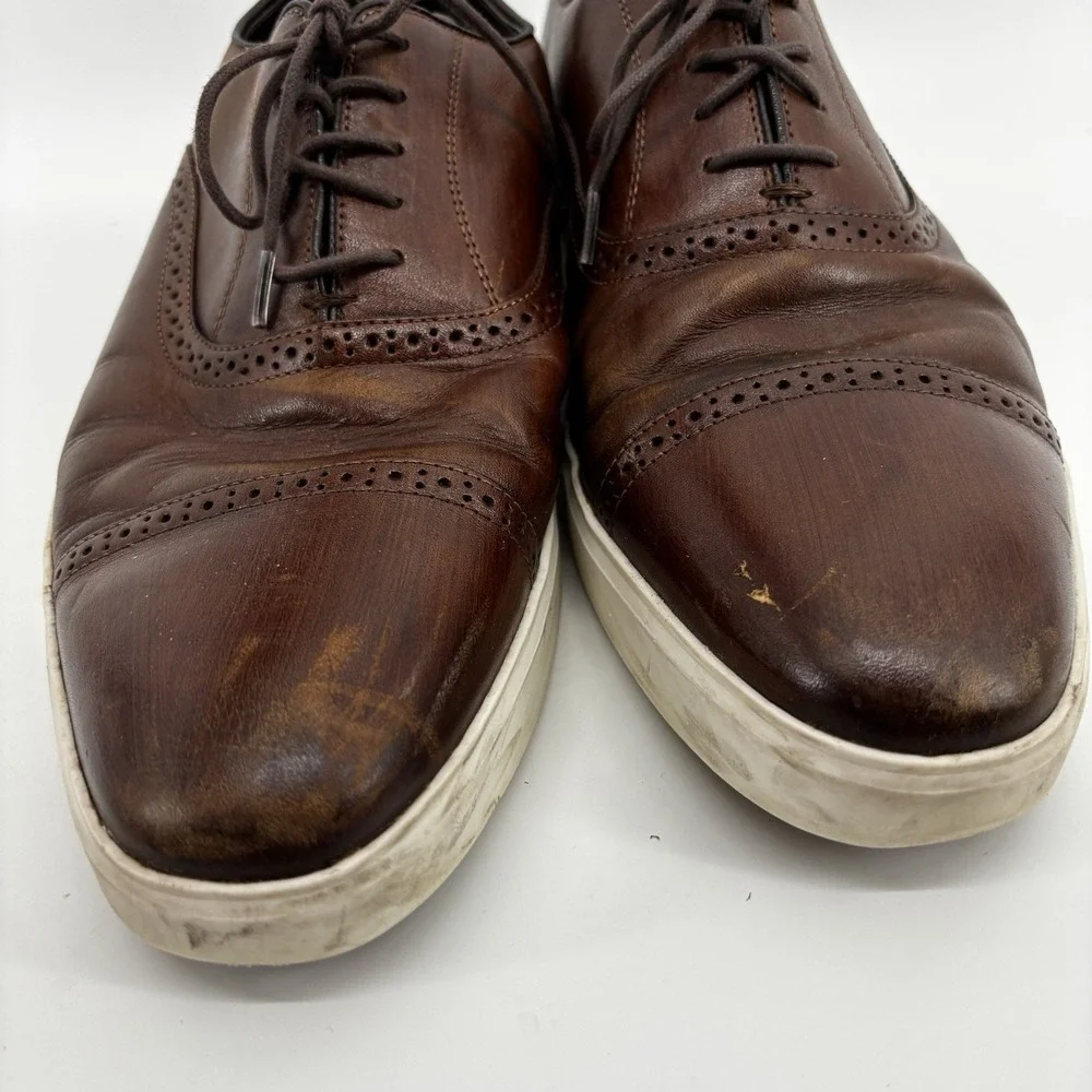 Johnston Murphy Brown Leather Dress Shoe‎ Trufoam Mens Size 10 M Oxford 20 6642